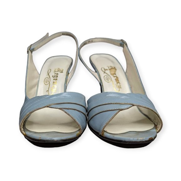 Vintage Regency Light Blue Sling Back Heels Size 8AA - Picture 2 of 10